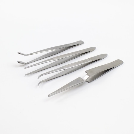 Excel Blades 4 Piece Assorted Tweezers Stainless Steel Precision Tweezers Set 12pk 30416